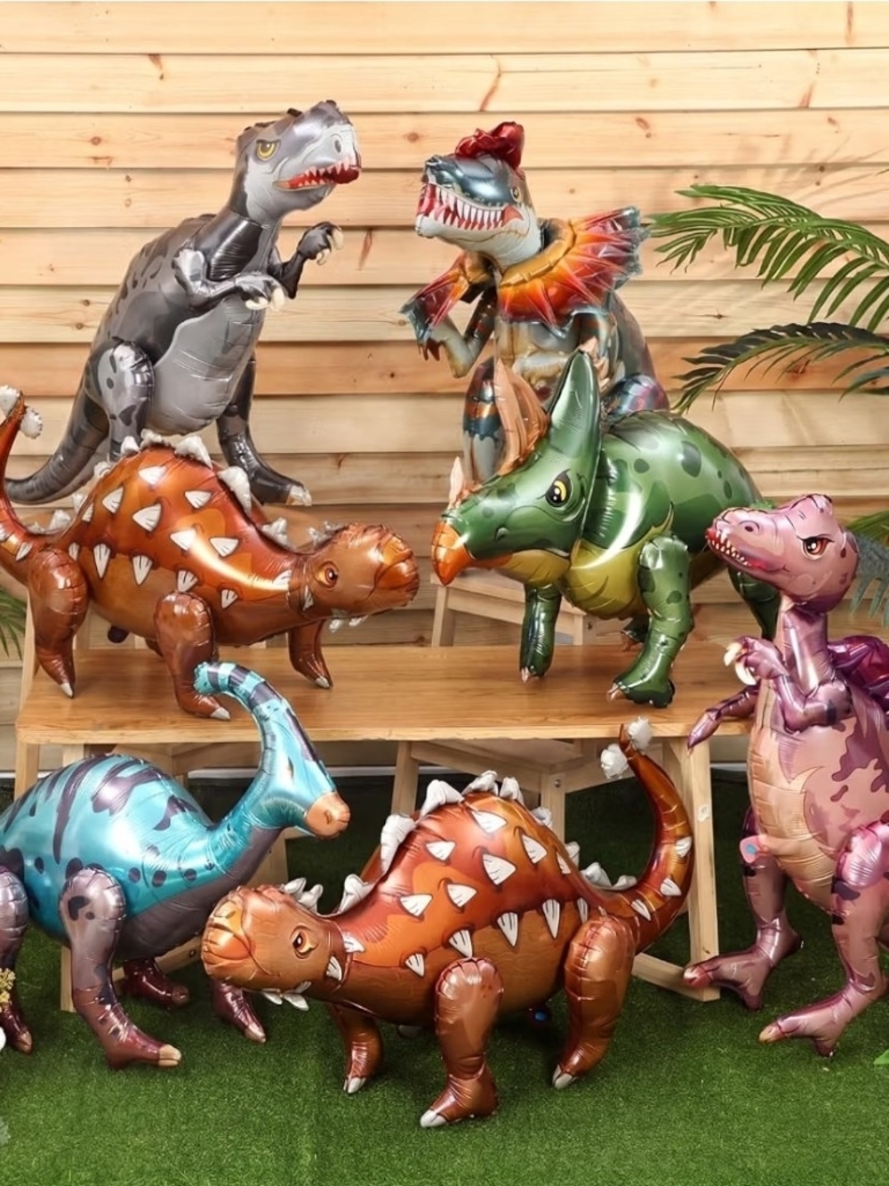 Party Fun Decor Colorful Dinosaur Foil Balloons Set